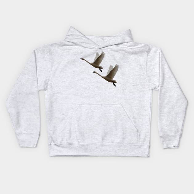 Trumpeter Swans- Angels in Flight Kids Hoodie by Whisperingpeaks